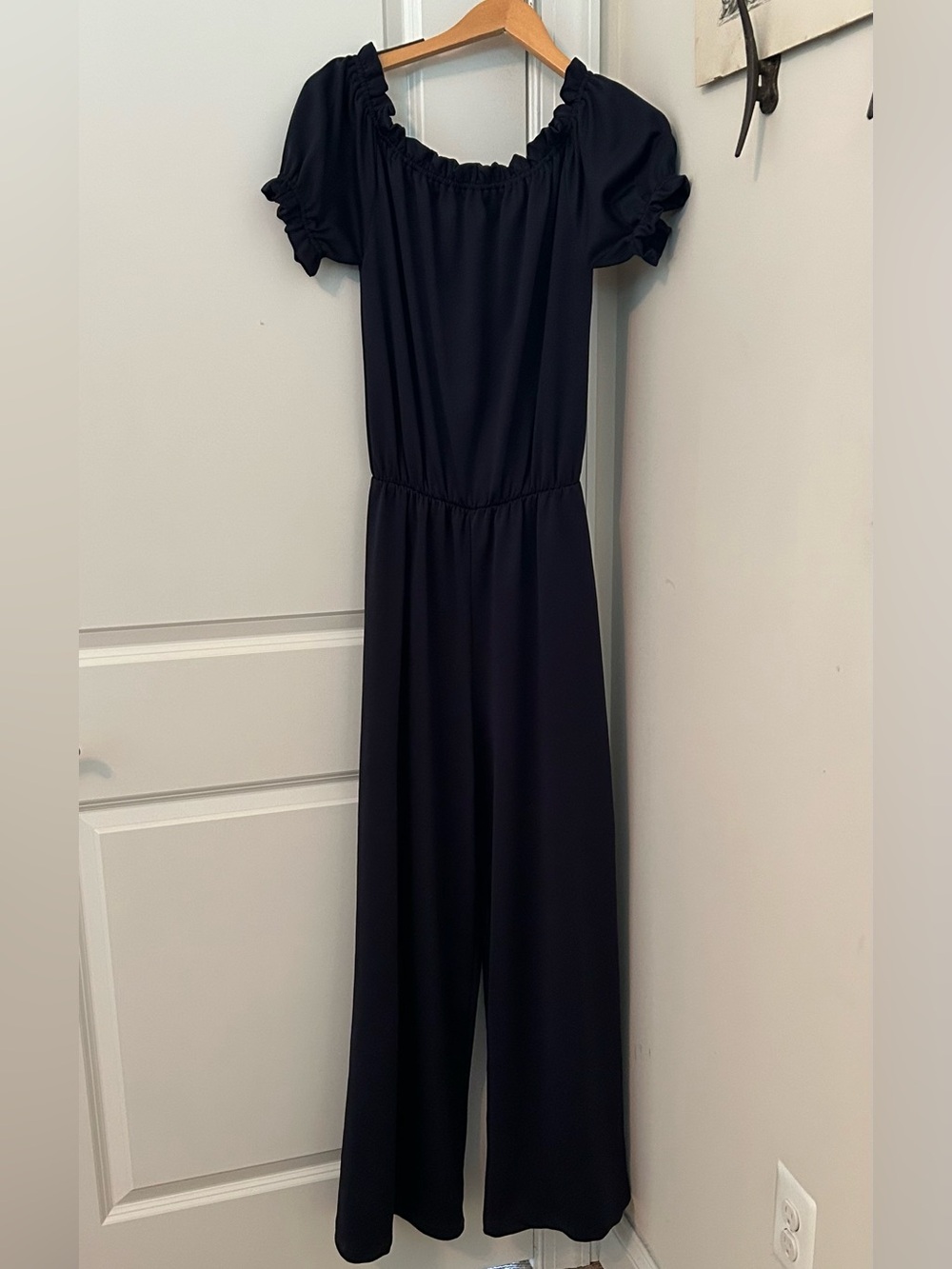 Agata Webers Blue Ruffle Sleeve Jumpsuit Size 4 – Short Sleeve One Piece